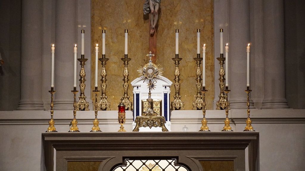 The Blessed Sacrament exposed on the altar